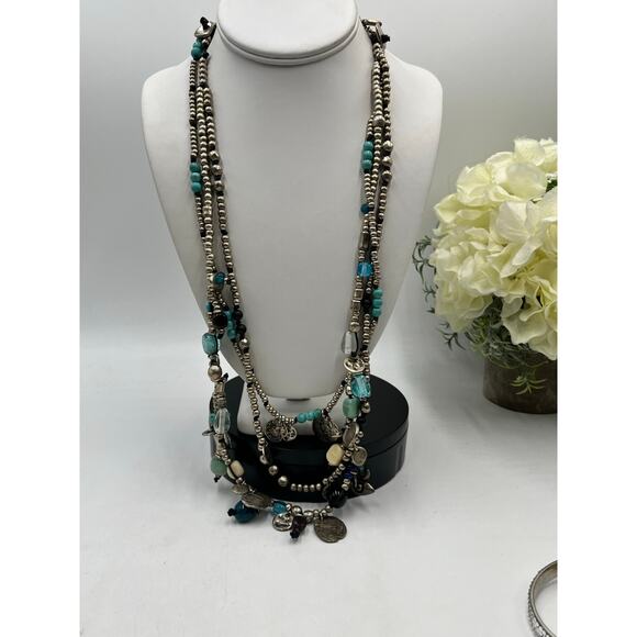 Uno de 50 Long Turquoise w/ Sea Charms "Ocean" Beaded Long Layered Necklace - Picture 12 of 12
